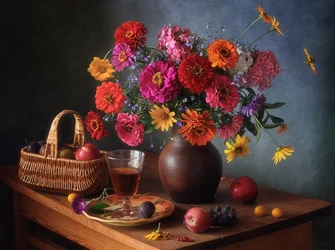 Bloemen en vruchten van de oogst
