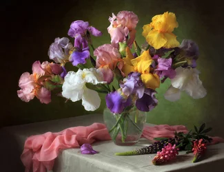 Kleurrijk irisbouquet