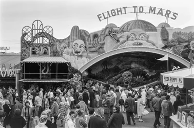 Ingang van de Flight to Mars-tentoonstelling op de Wereldtentoonstelling van Seattle