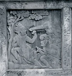 Een van een serie reliëfs die de Ramakien (Ramayana) uitbeelden