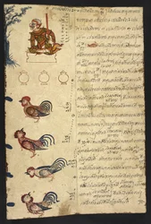 Or 4830 f.20, Het jaar van de haan, uit een ‘Thais waarzeggershandboek (Phrommachat), met horoscopen gebaseerd op de Chinese dierenriem’
