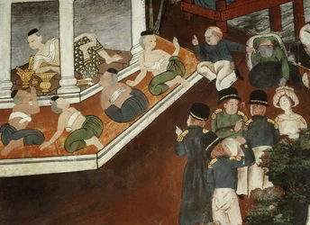 Paleisdame ontvangt moslimhandelaren en westerse zeelieden, Rattanakosin-school