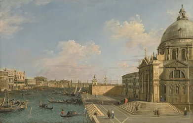 Ingang tot het Canal Grande, Venetië, kijkend naar het oosten, ca. 1730 (olieverf op doek)