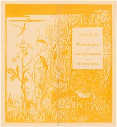 Catalogusomslag met pad en libelle