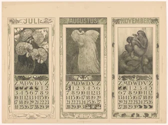 Kalenders voor juli, augustus en november 1910