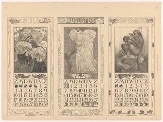 Kalenders voor juli, augustus en november 1910