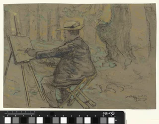 Portret van Henricus, schilderend in de Loolaan te Den Haag