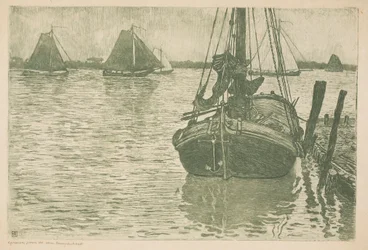 Schepen in de regen