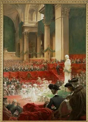 De viering van de honderdste geboortedag van de dichter Victor Hugo ... (schilderij op doek)