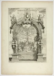 Stamboom van de Oostenrijkse Koninklijke Familie, plaat 32 uit Casperius Gevartius, Pompa Introitus Honori Serenissimi Principis Ferdinandi (Triomfantelijke Intocht van de Meest Serene en Eervolle Kardinaal-Infant Ferdinand)