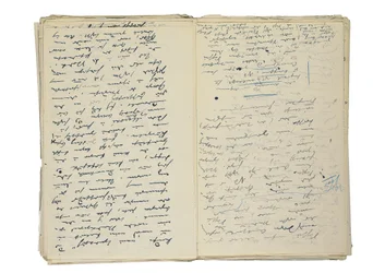 Autograaf manuscriptontwerpen voor artikelen over het leven en de samenleving in Berlijn, samen met een fragment van een ontwerp voor een roman, ca. 1878-94