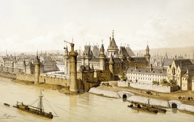 Het Louvre in de 16e eeuw, ca. 1880 (illustratie)