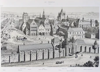 Uitzicht op de Tempel in 1450, illustratie uit 