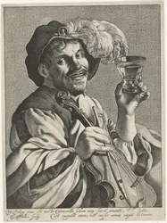 Man met viool en roemer