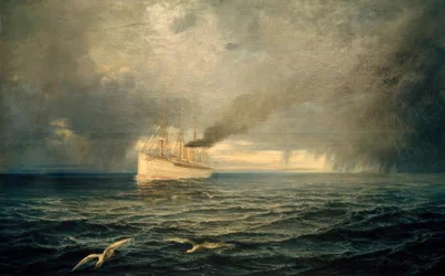 Stoomschip Kaiser Wilhelm II. op volle zee