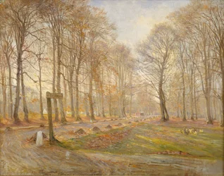 Late herfstdag in het Jægersborg Deer Park, ten noorden van Kopenhagen