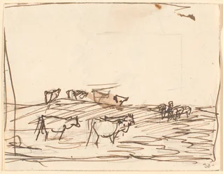 Schets van Landschap met Koeien