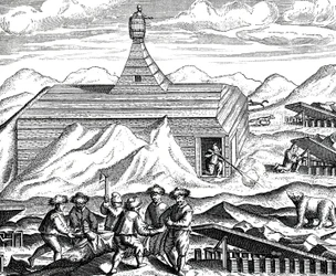 Een beer in stukken snijden op de Noordpool, c.1600