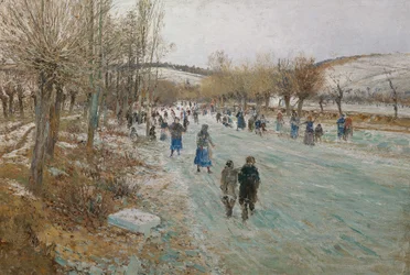 Schaatsers op de Thaya bij Lundenburg