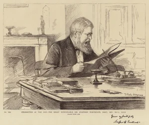 Beroemdheden van de dag, de Eerwaarde Sir Stafford Northcote, Baronet, MP, DCL, GCB