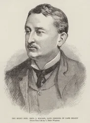 De zeer eerbiedwaardige Cecil J Rhodes, voormalig premier van Kaapkolonie