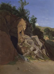 Landschap met een grot