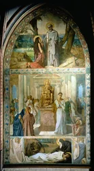 Verhaal van de Heilige Maria de Egyptische. Schilderij door Theodore Chasseriau (1819-1856)