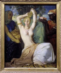De toilet van Esther of Esther die zich opmaakt om aan de koning van Perzië Assuerus 1e (Xerxes 1e) te worden gepresenteerd