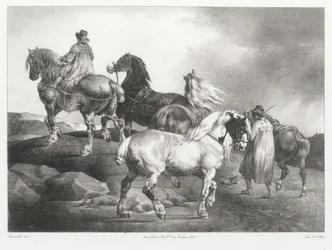 Paarden die naar de kermis worden geleid (Horses Being Led to the Fair)