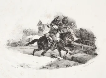Cuirassiers die een artilleriebatterij aanvallen
