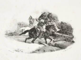Cuirassiers die een artilleriebatterij aanvallen