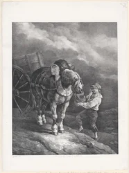 Jongen die haver voert aan een vastgebonden paard (A Boy Giving Oats to a Hitched Horse)