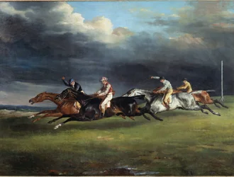 Paardenrace genaamd de derby in Epsom