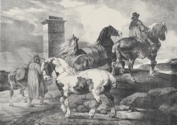 Paarden gaan naar een Kermis