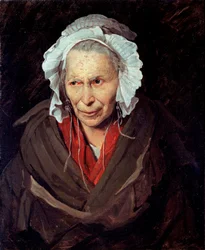 De hyena van de Salpêtrière of monomane van afgunst - Portret van een oude vrouw met een psychische aandoening