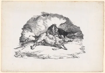 Leeuw die een paard verslindt (A Lion Devouring a Horse)