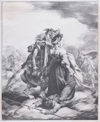 Een Mamluk die een gewonde trompettist verdedigt