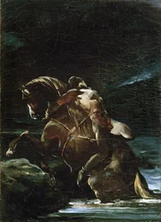 Mazeppa, Russische edelman en hetman van de kozakken, prins van de Oekraïne (schilderij op doek)