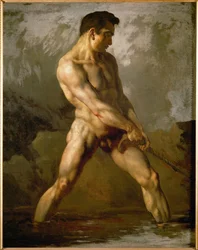 Studie van een mannelijk naakt ... (olieverf op doek)