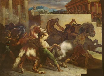 De wilde paardenrace in Rome, ca. 1817