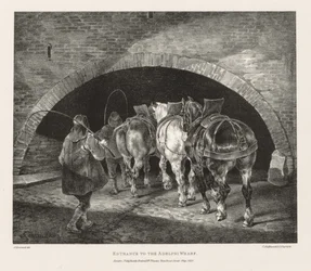 Verschillende Onderwerpen Getekend uit het Leven en op Steen: Ingang naar Adelphi Wharf, 1821