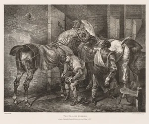 Verschillende onderwerpen getekend uit het leven en op steen: De Engelse hoefsmid, 1821