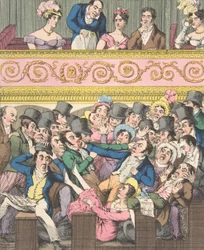 Theatrale genoegens, Plaat 2: Strijden om een zitplaats, ca. 1835