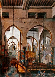 Interieur van een synagoge in Algiers