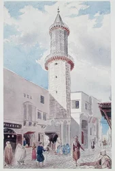 De minaret van de moskee aan Rue de Chartres en Rue Bab-Azoun, Algiers