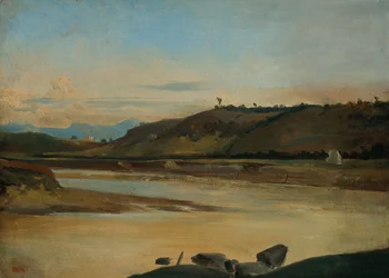 Landschap met rivier, ca. 1834-35 (olieverf op papier op doek)