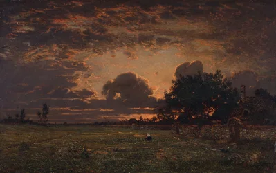 Zonsondergang over de vlakte van Barbizon