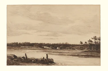 De rivier de Loing aan de rand van het bos van Fontainebleau