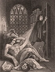 Victor Frankenstein walgt van zijn creatie