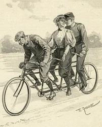 Fiets voor drie personen, genaamd tandemfiets